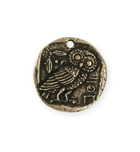 26x25.5mm Owl Coin [Green Girl Studios] - Bronze Antique (1pc)