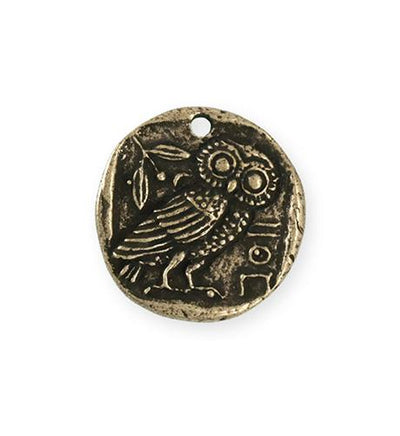 26x25.5mm Owl Coin [Green Girl Studios] - Bronze Antique (1pc)