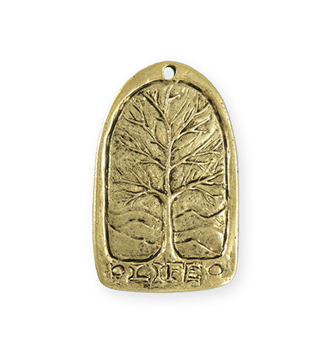 34x21mm Tree Of Life [Green Girl Studios] - 10K Gold Antique (1pc)