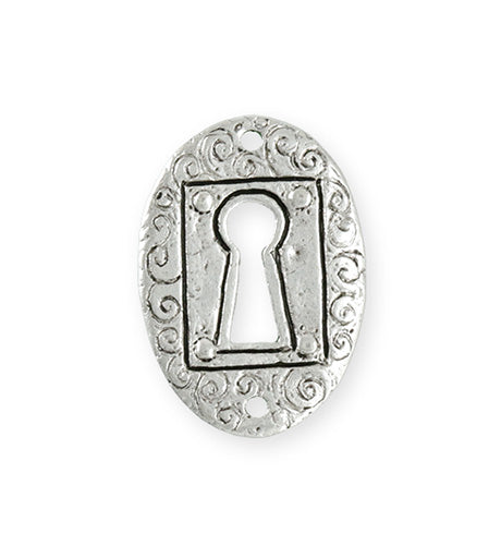 30.5x21.5mm Keyhole Coin [Green Girl Studios] - Sterling Silver Antique (1pc)