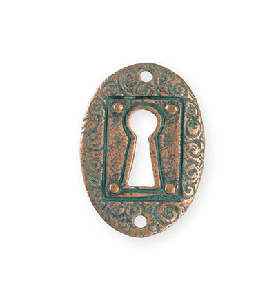 30.5x21.5mm Keyhole Coin [Green Girl Studios] - Copper Verdigris (1pc)