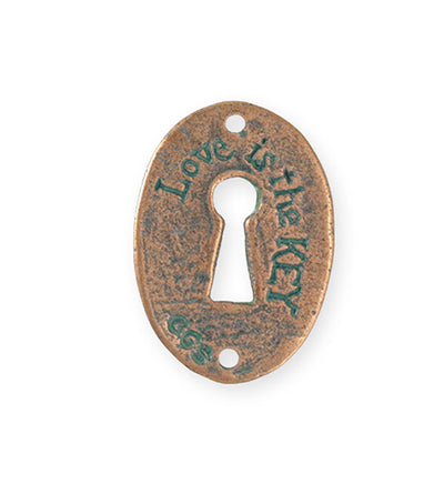 30.5x21.5mm Keyhole Coin [Green Girl Studios] - Copper Verdigris (1pc)