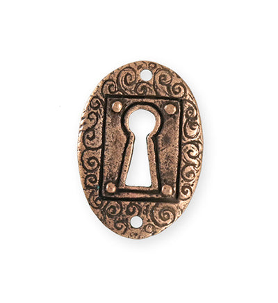 30.5x21.5mm Keyhole Coin [Green Girl Studios] - Copper Antique (1pc)