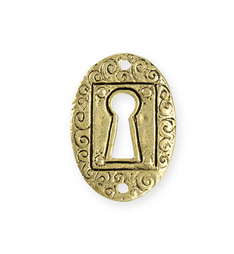 30.5x21.5mm Keyhole Coin [Green Girl Studios] - 10K Gold Antique (1pc)