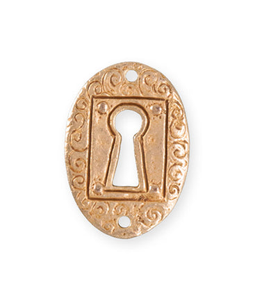 30.5x21.5mm Keyhole Coin [Green Girl Studios] - Rose Gold Antique (1pc)