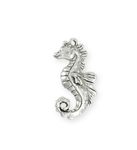 27x13.5mm Seahorse [Green Girl Studios] - Sterling Silver Antique (1pc)