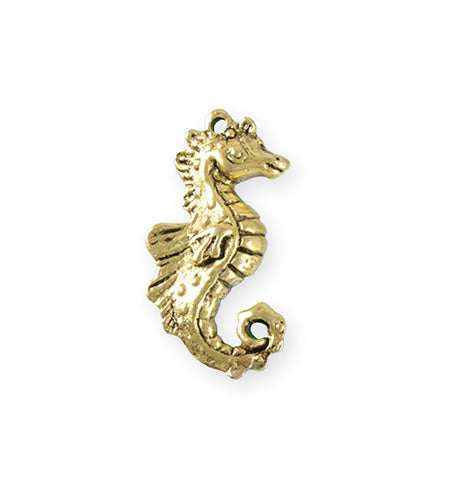 27x13.5mm Seahorse [Green Girl Studios] - 10K Gold Antique (1pc)