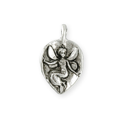 29x18.5mm Fairy Leaf [Green Girl Studios] - Sterling Silver Antique (1pc)