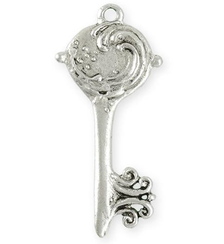 52x23mm Mermaid Key [Green Girl Studios] - Sterling Silver Antique (1pc)