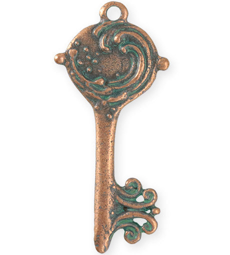 52x23mm Mermaid Key [Green Girl Studios] - Copper Verdigris (1pc)