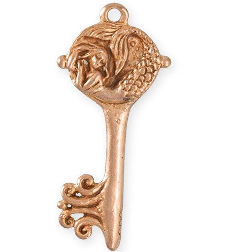 52x23mm Mermaid Key [Green Girl Studios] - Rose Gold Antique (1pc)