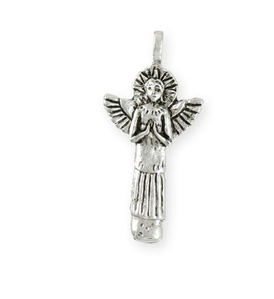 35.5x17.5mm Faith Angel [Green Girl Studios] - Sterling Silver Antique (1pc)