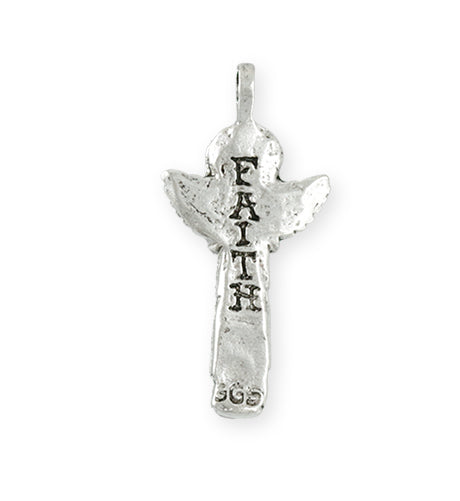 35.5x17.5mm Faith Angel [Green Girl Studios] - Sterling Silver Antique (1pc)