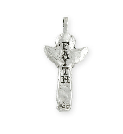 35.5x17.5mm Faith Angel [Green Girl Studios] - Sterling Silver Antique (1pc)