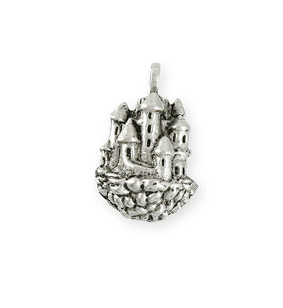 26x18mm Floating Castle [Green Girl Studios] - Sterling Silver Antique (1pc)