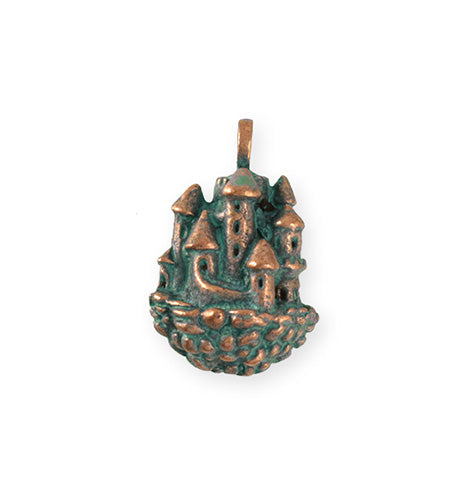 26x18mm Floating Castle [Green Girl Studios] - Copper Verdigris (1pc)