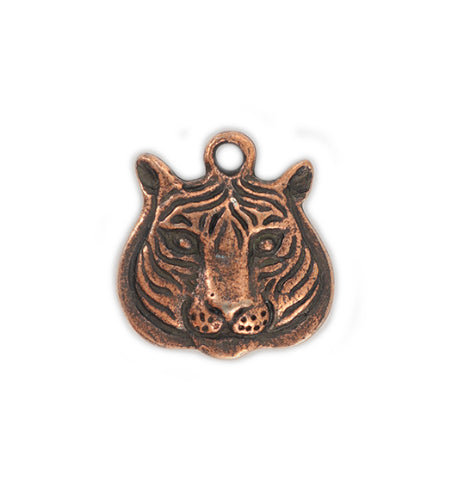 22x21mm, Tiger Face [Green Girl Studios] - Copper Antique (1pc)