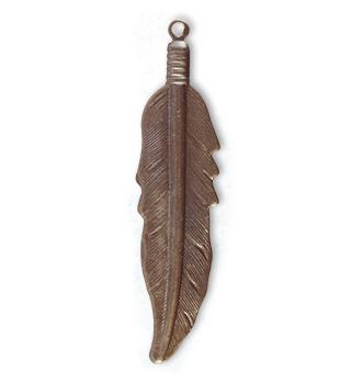 P063 - 45x10.5mm Native Feather - Natural Brass (16 pcs)
