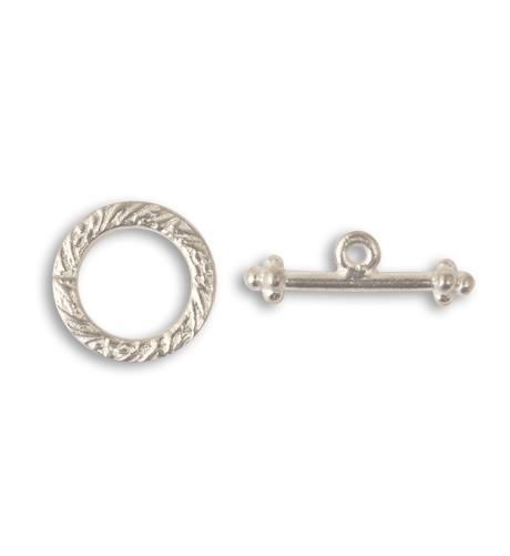 13mm Roped Toggle Clasp Set - Solid Pewter (16 sets)