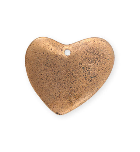28x32mm  Asymm etrical Heart Blank - Copper Antique Plated (5 pcs)