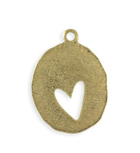 36x26mm Organic Oval Heart Blank - Brass Antique Plated (4 pcs)