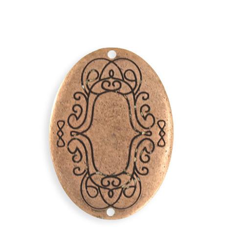 36x26mm  Scrolled Border Oval Blank - Copper Antique Plated (4 pcs)