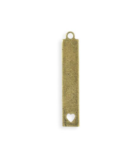 33x6mm Heart Cut Out Blank - Brass Antique Plated (6 pcs)