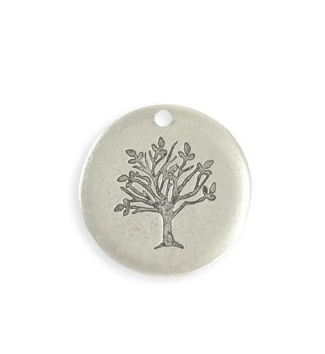 25mm Family Tree Blank - Sterling Silver Antique Plated (4 pcs)