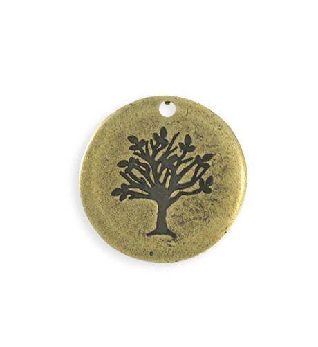 25mm Family Tree Blank - Brass Antique Plated (4 pcs)