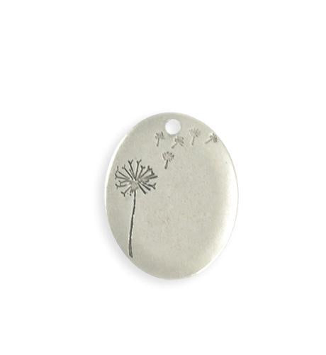 25x20mm  Drifting Dandelion Blank - Sterling Silver Antique Plated (4 pcs)