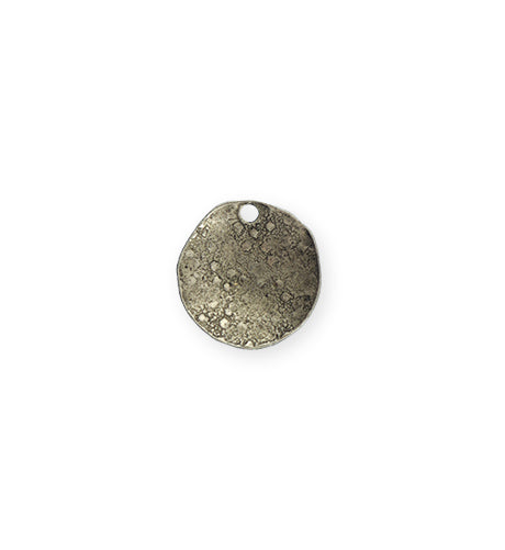 14mm Dotted Dapped Circle - Pewter Antique Plated (8 pcs)