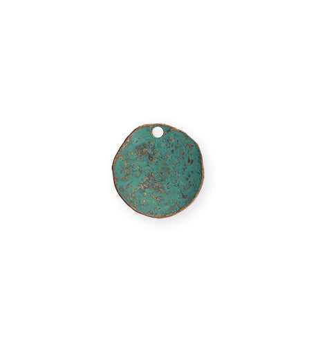 14mm Dotted Dapped Circle - Copper Verdigris Plated (8 pcs)