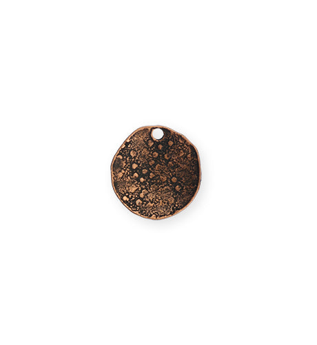14mm Dotted Dapped Circle - Copper Antique Plated (8 pcs)