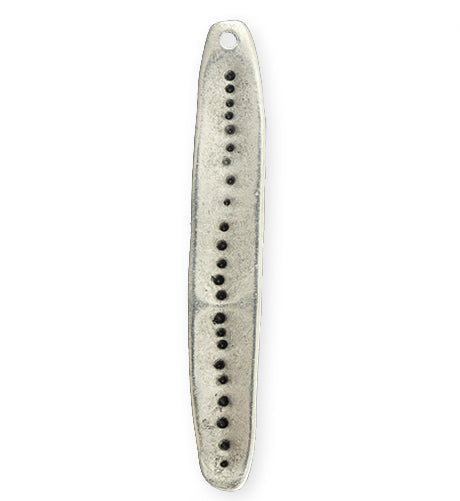49x8mm Dotted Skinny Oval - Sterling Silver Antique Plated (6 pcs)