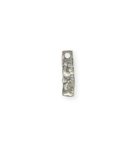 17x5mm Hammered Rectangle - Sterling Silver Plated (20 pcs)