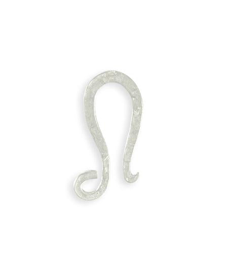 27x12mm Hammered Hook - Sterling Silver Plated (8 pcs)