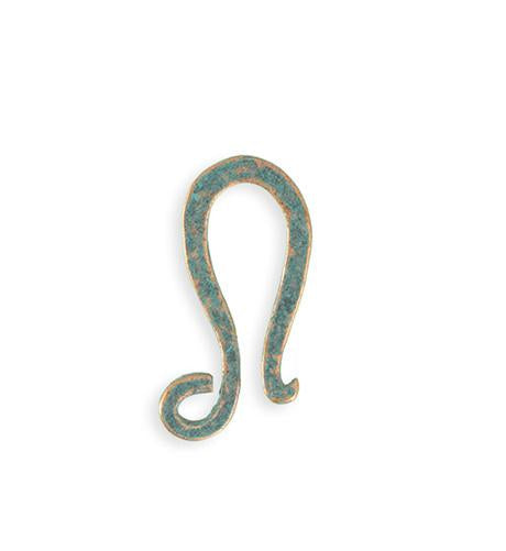 27x12mm Hammered Hook - Copper Verdigris Plated (8 pcs)