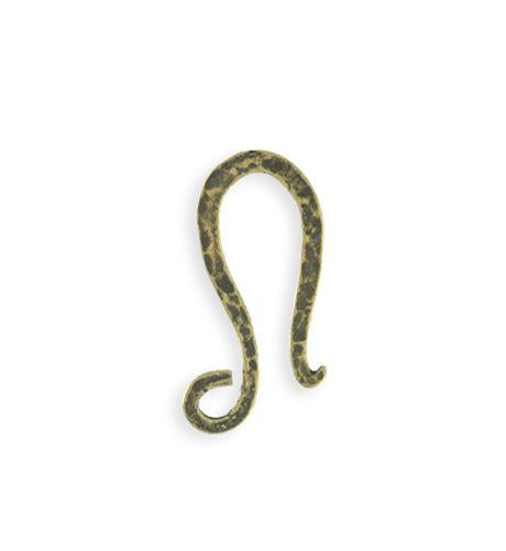 27x12mm Hammered Hook - Brass Antique Plated (8 pcs)