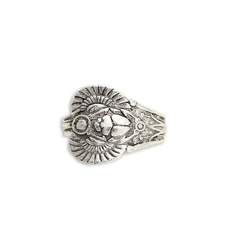Size 8, Scarab Ring - Sterling Silver Antique (3pcs)