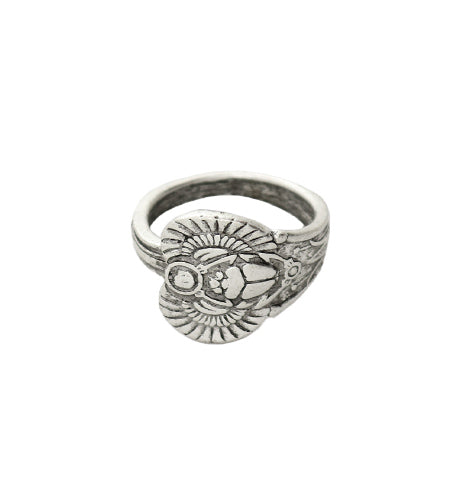 Size 8, Scarab Ring - Sterling Silver Antique (3pcs)