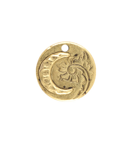 15mm, Crescent - 14K Gold Antique Plated (14pcs)