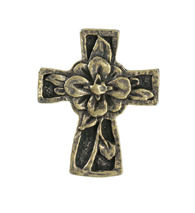 36.5x29.5mm Flower Cross [Green Girl Studios] - Bronze Antique (1pc)