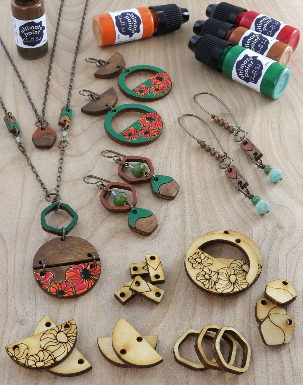 Geometric Poppies, Jewelry Pop Outs (5 panels, 16pcs/ea)