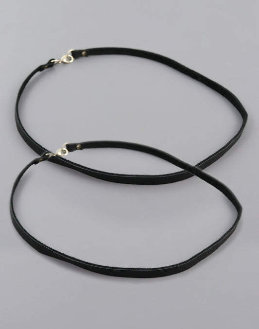 Black Leather Choker, (2pc)